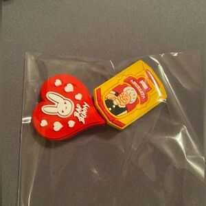 2 CROC charms- bad bunny heart & chocolate abuelita